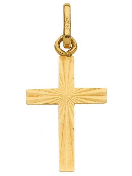 Pendentif Croix diamanté fil large or jaune
