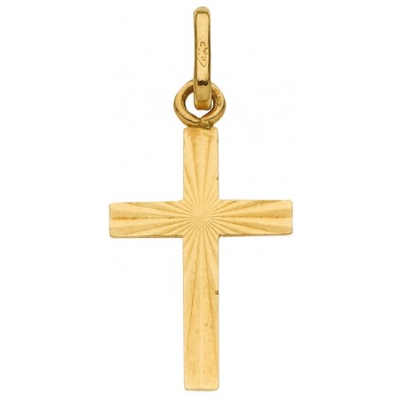 Pendentif Croix diamanté fil large or jaune
