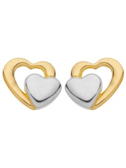 Boucles d'oreilles Double Coeur bicolore