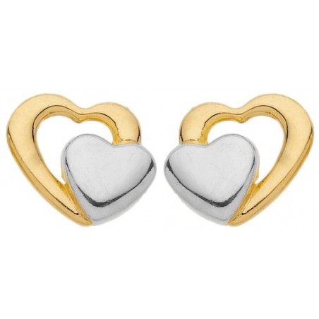 Boucles d'oreilles Double Coeur bicolore
