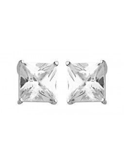 Boucles d'oreilles puces Oxyde Carré 6 mm or blanc