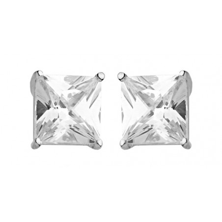 Boucles d'oreilles puces Oxyde Carré 6 mm or blanc