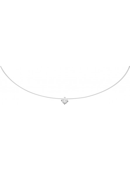 Collier Fil Nylon Oxyde 4 Griffes 6 mm or BL_x005F_x000D_ Collier en or blanc et Oxydes