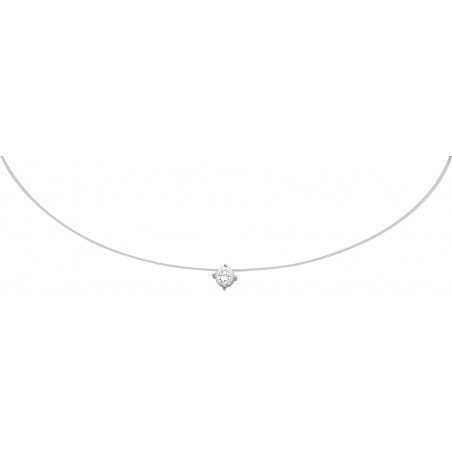 Collier Fil Nylon Oxyde 4 Griffes 6 mm or BL_x005F_x000D_ Collier en or blanc et Oxydes