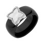 BAGUE CERAMIQUE NOIRE ET NACRE ET DIAMANTS 0,08 CT OR BL