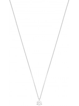 Collier solitaire Oxyde 3 griffes or blanc 375