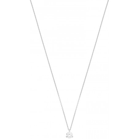 Collier solitaire Oxyde 3 griffes or blanc 375