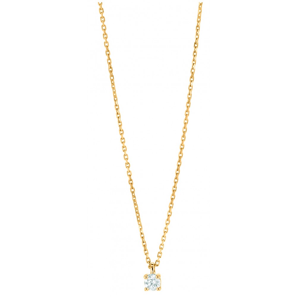 Collier Or Jaune 375/1000 solitaire Diamant 0,08/1