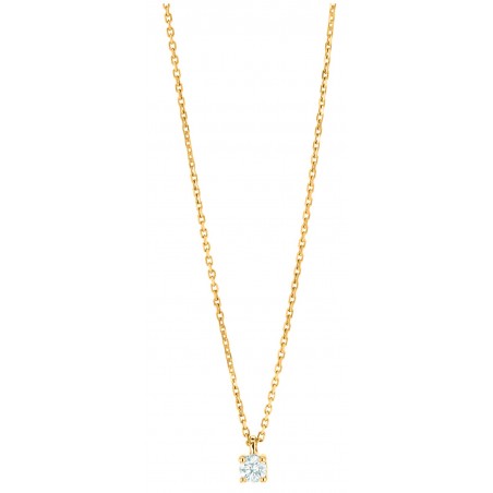 Collier solitaire diamant 0,05 ct or jaune 375