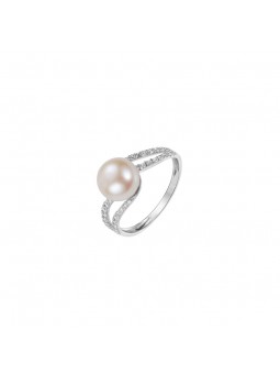 Bague Perle eau douce blanche7.8/8.3 mm or blanc 375 OxydeS