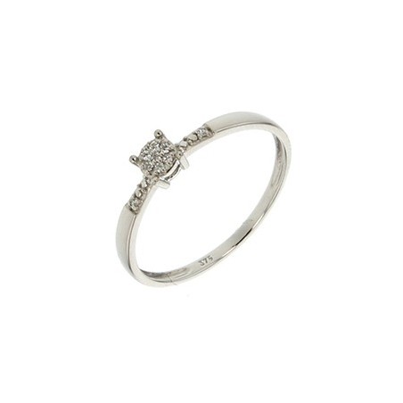 Solitaire accompagné diamant 0,05 ct or blanc 375