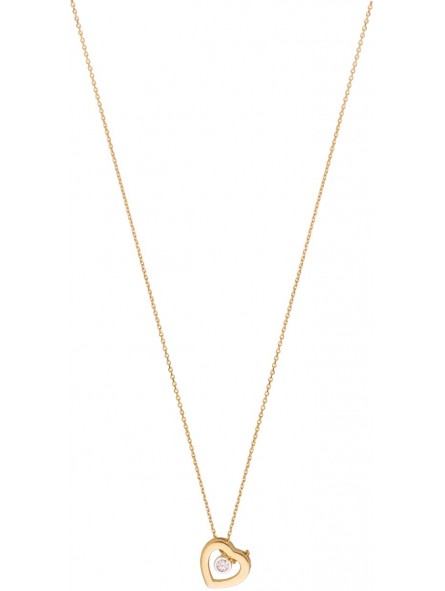 Collier solitaire Oxyde   Coeur   or bicolore 375