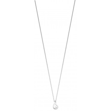 Collier or blanc motif Goutte et solitaire diamant 0,01CT HP1