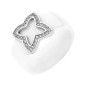BAGUE CERAMIQUE BLANCHE ET DIAMANTS 0,15 CT OR BL