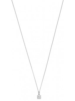 Collier solitaire Oxyde griffes or blanc 375