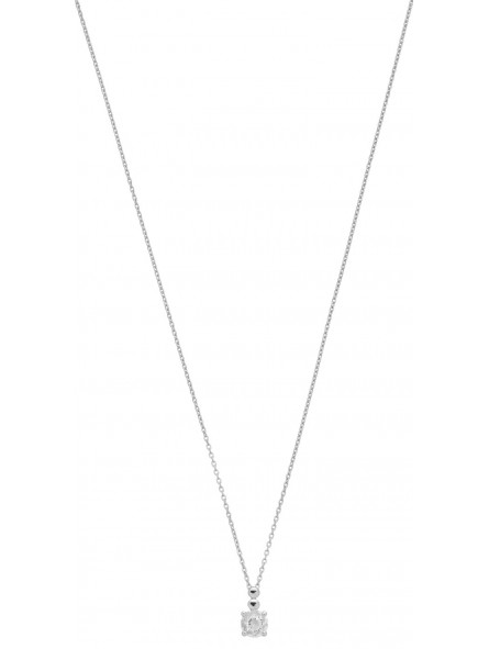 Collier solitaire Oxyde griffes or blanc 375