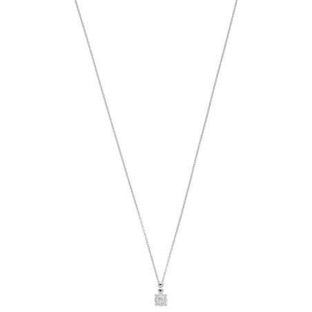 Collier solitaire Oxyde griffes or blanc 375