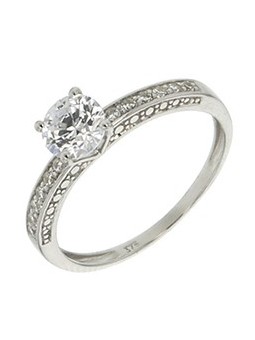 Bague solitaire accompagné Oxyde or blanc