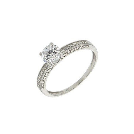 Bague solitaire accompagné Oxyde or blanc