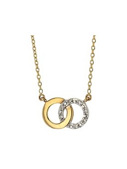 Collier multi diamants 0,04 ct   cercles entrelacés   or bicolore 375