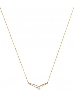 Collier Fantaisie or bicolore diamant 0,05 CT