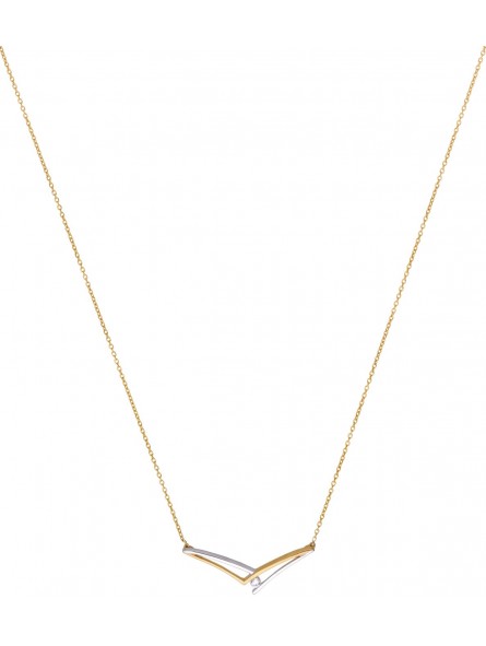 Collier Fantaisie or bicolore diamant 0,05 CT