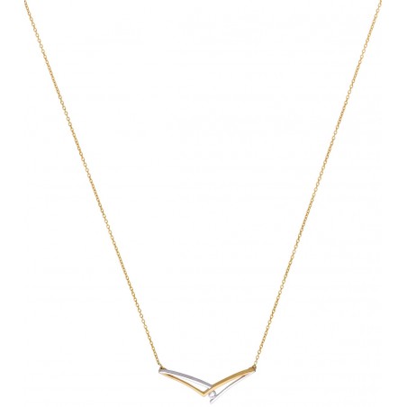 Collier Fantaisie or bicolore diamant 0,05 CT