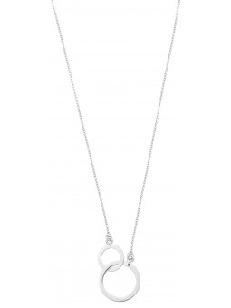Collier or blanc motif double Rond