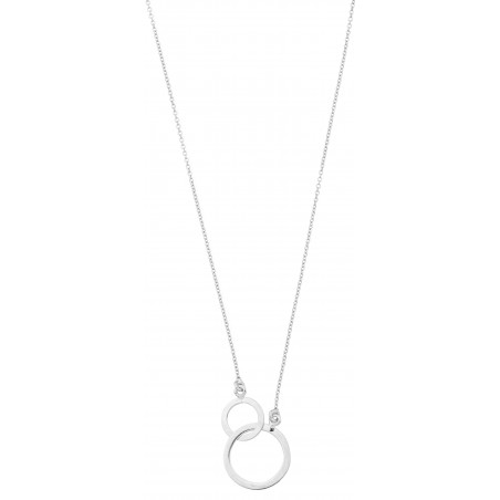 Collier or blanc motif double Rond