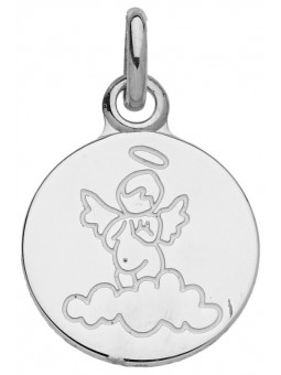 Médaille Ange SUR PETIT NUAGE EMAILLE blanc SUR or jaune