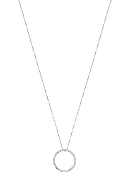 Collier multi diamants 0,1 ct   cercle   or blanc 375