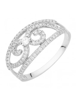 BAGUE FANTAISIE FILS CROISES DIAMANTS 0,38 CT HP1 OR BLANC  "MISS FRANCE"