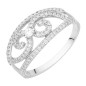 BAGUE FANTAISIE FILS CROISES DIAMANTS 0,38 CT HP1 OR BLANC  "MISS FRANCE"