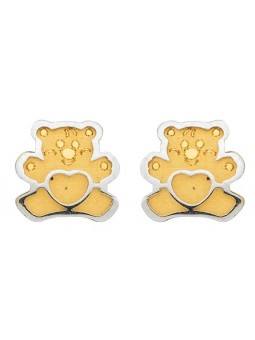 Boucles d'oreilles Ourson Bate bicolore
