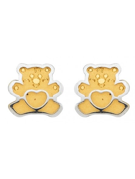Boucles d'oreilles Ourson Bate bicolore
