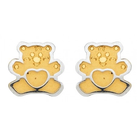Boucles d'oreilles Ourson Bate bicolore