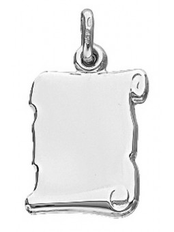 Pendentif plaque Parchemin or blanc