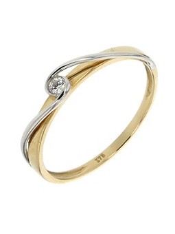 Bague Solitaire diamant 0,07 ct Fantaisie or bicolore 750