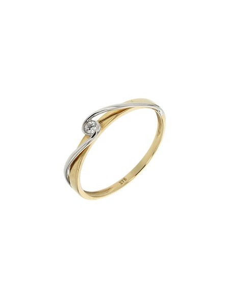 Bague Solitaire diamant 0,07 ct Fantaisie or bicolore 750