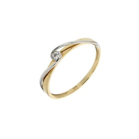Bague Solitaire diamant 0,07 ct Fantaisie or bicolore 750