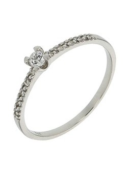 Solitaire accompagné diamants 0,10 ct or blanc 750