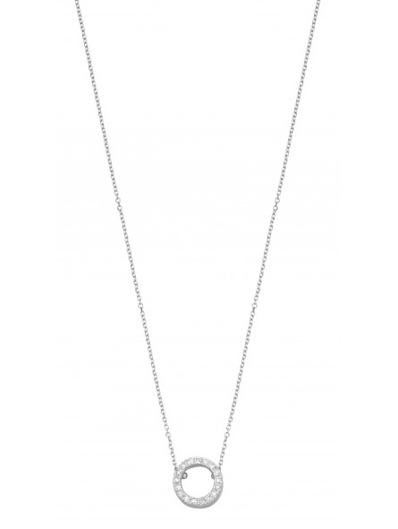Collier Rond or blanc diamant 0,085 CT