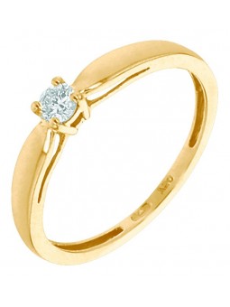 Solitaire diamant 0,14 ct 4 griffes or jaune 750
