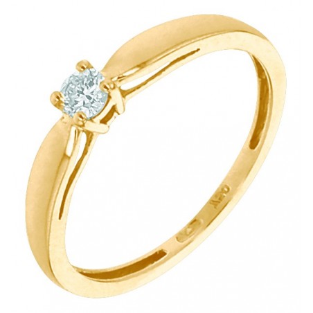 Solitaire diamant 0,14 ct 4 griffes or jaune 750