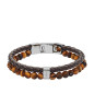 Bracelet Homme Fossil JF03118040 - Collection Beaded Vintage Montre style Tendance avec cuir et semi pré cieux