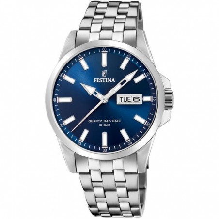 Montre Homme Festina Dateur Acier fond bleu
