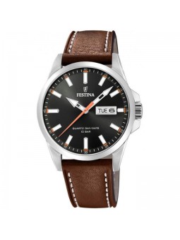 Montre Homme Festina Dateur Cuir Fond noir