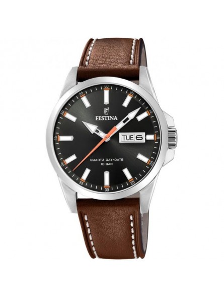 Montre Homme Festina Dateur Cuir Fond noir