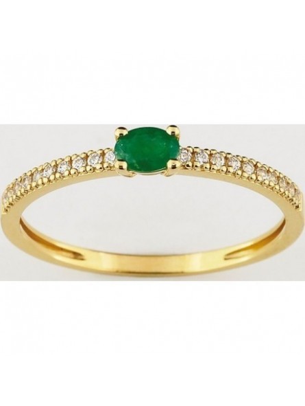 Bague émeraude et Oxyde de zirconium