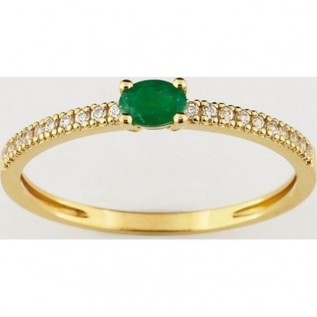 Bague émeraude et Oxyde de zirconium